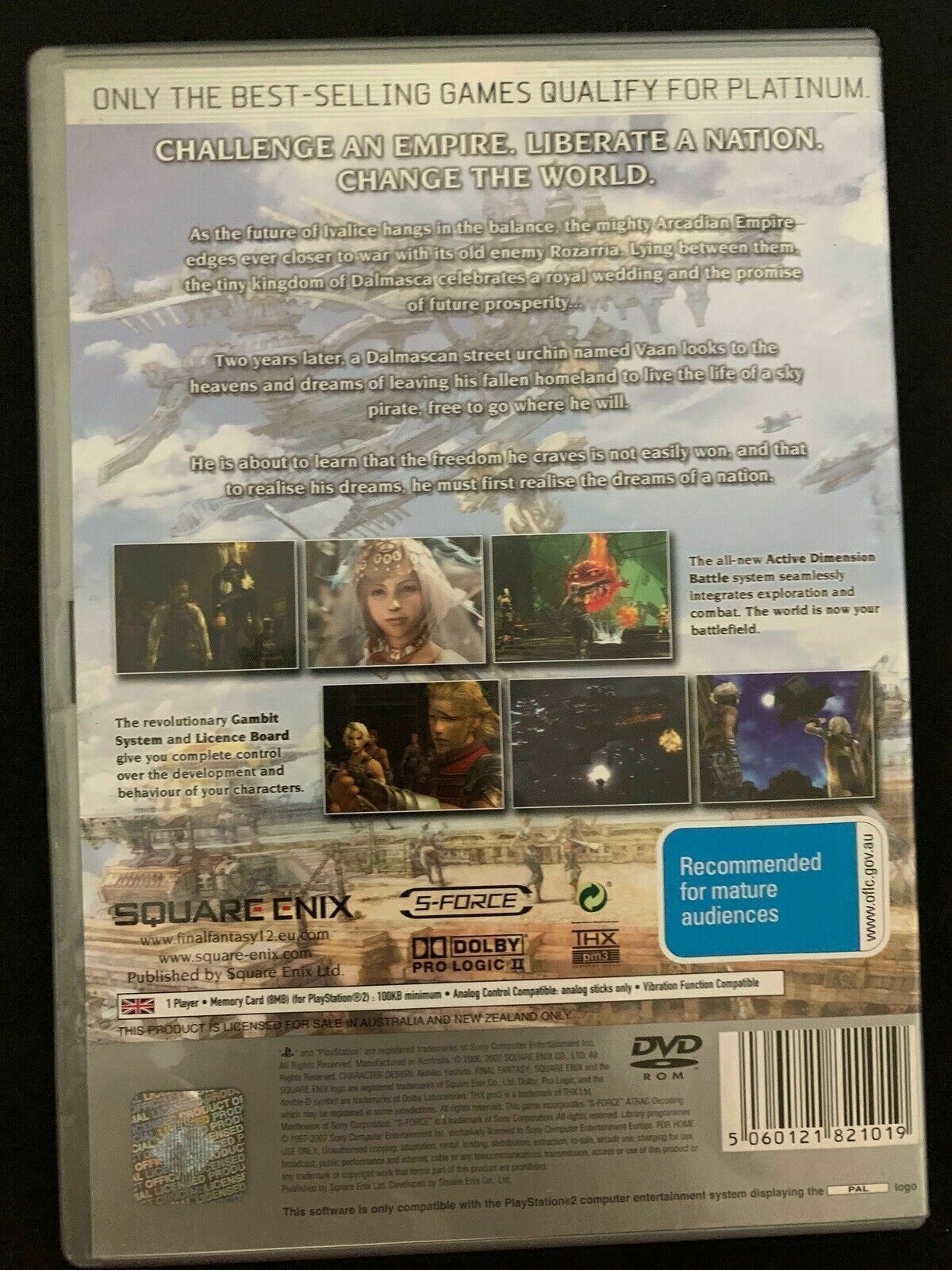 Final Fantasy XII - Sony Playstation 2 Platinum PS2 RPG Game PAL