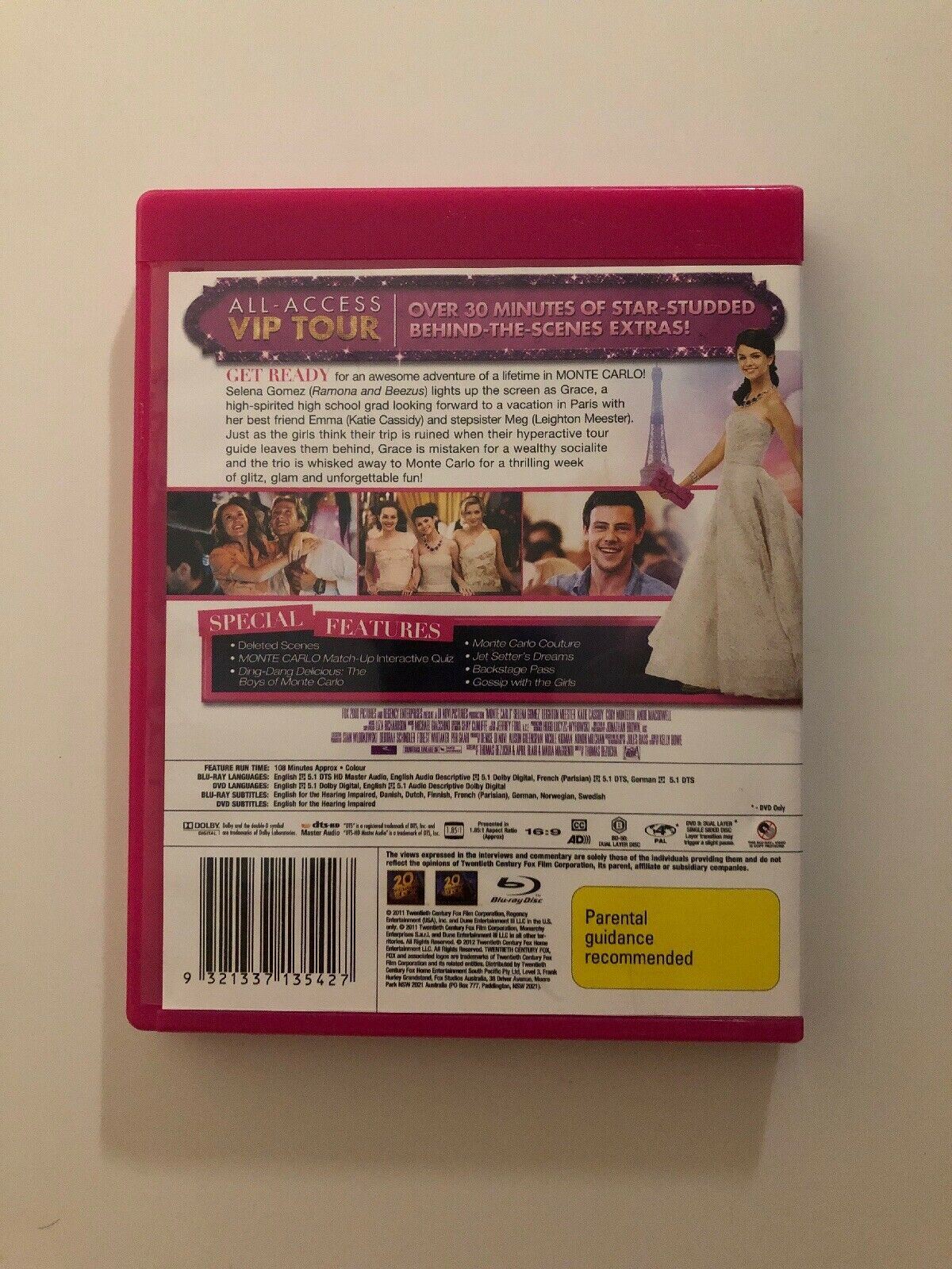 Monte Carlo (Blu-ray, 2011, 2-Disc Set) Selena Gomez, Leighton Meister. Region B