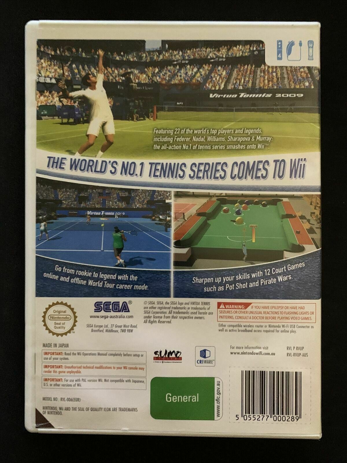 Virtua Tennis 2009 - Nintendo Wii PAL with Manual