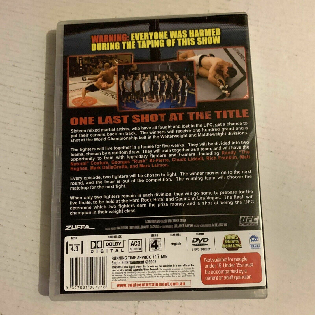 UFC Ultimate Fighter : Season 4 (DVD, 2008) Randy Couture. Region 4