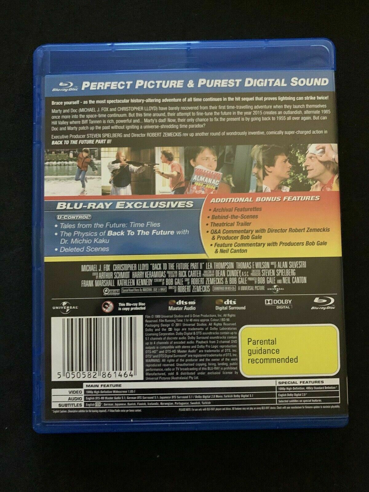 Back To The Future 1 & 2 (Blu-ray, 1985) Michael J. Fox, Christopher Lloyd