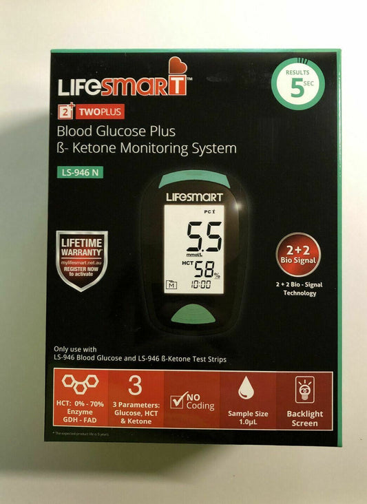 LifeSmart 2TwoPlus Blood Glucose, HCT & Ketone Meter - FREE EXPRESS AUS POSTAGE!