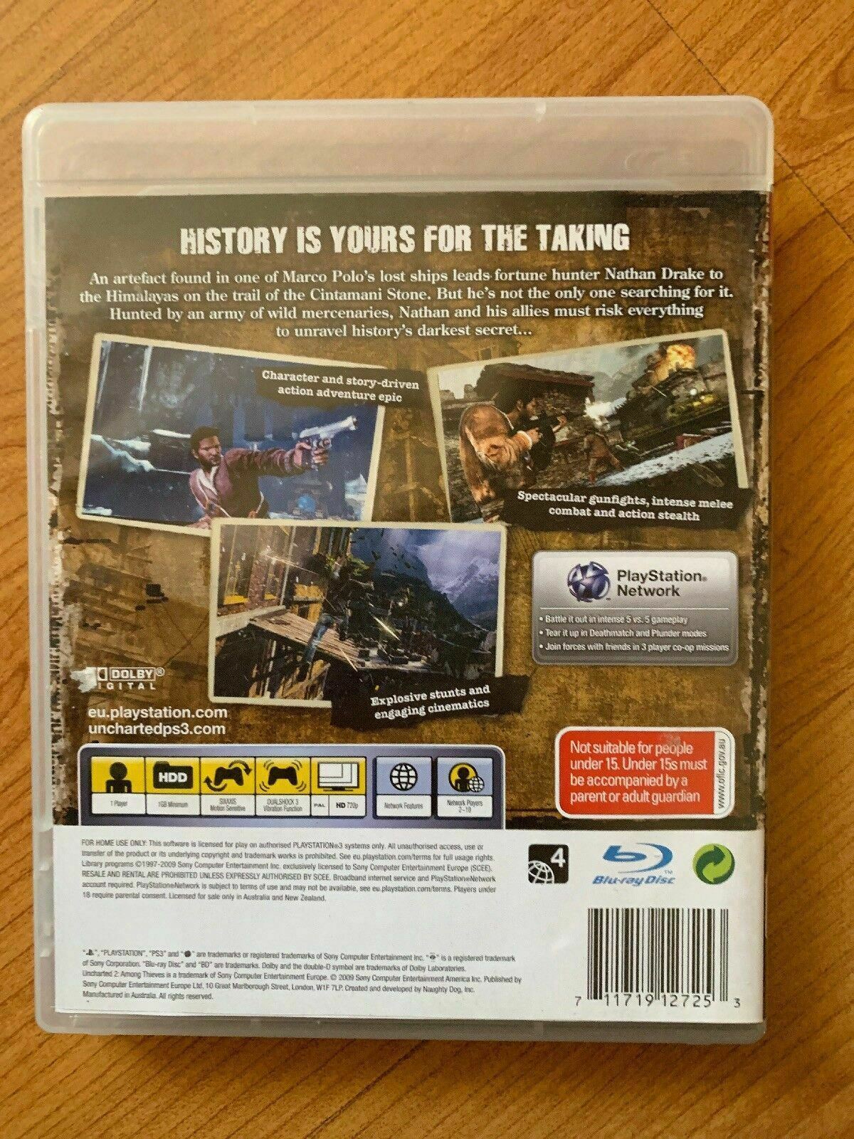 Uncharted 2: Among Thieves - Sony PlayStation 3 PS3 Game 2009 with Manual