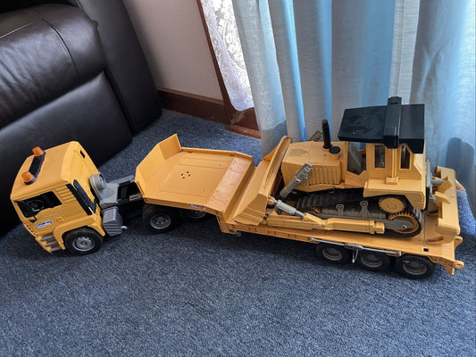 BRUDER MAN TGA Low Loader Truck with JCB Backhoe Loader - Yellow (02776) 85cm