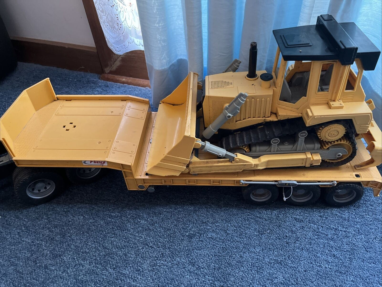 BRUDER MAN TGA Low Loader Truck with JCB Backhoe Loader - Yellow (02776) 85cm