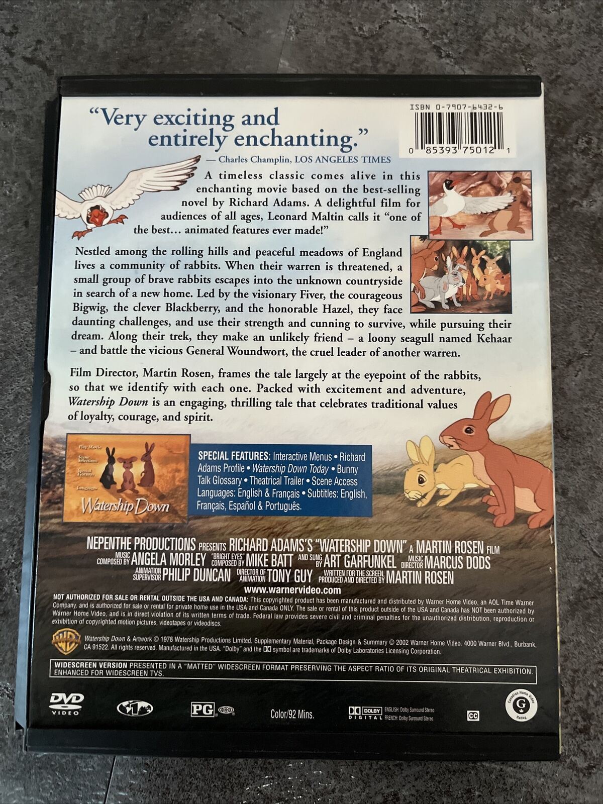 Watership Down (DVD, 1978) Animated Film. John Hurt. Region 1