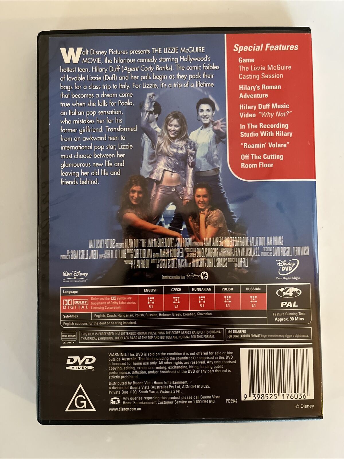 The Lizzie McGuire Movie (DVD, 2003) Hilary Duff, Adam Lamberg.  Region 4