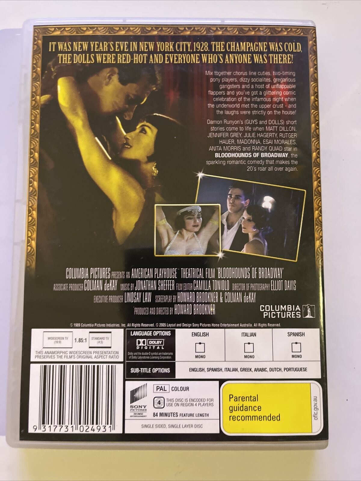 Bloodhounds Of Broadway (DVD,1989) Matt Dillon, Madonna, Jennifer Grey. Region 4