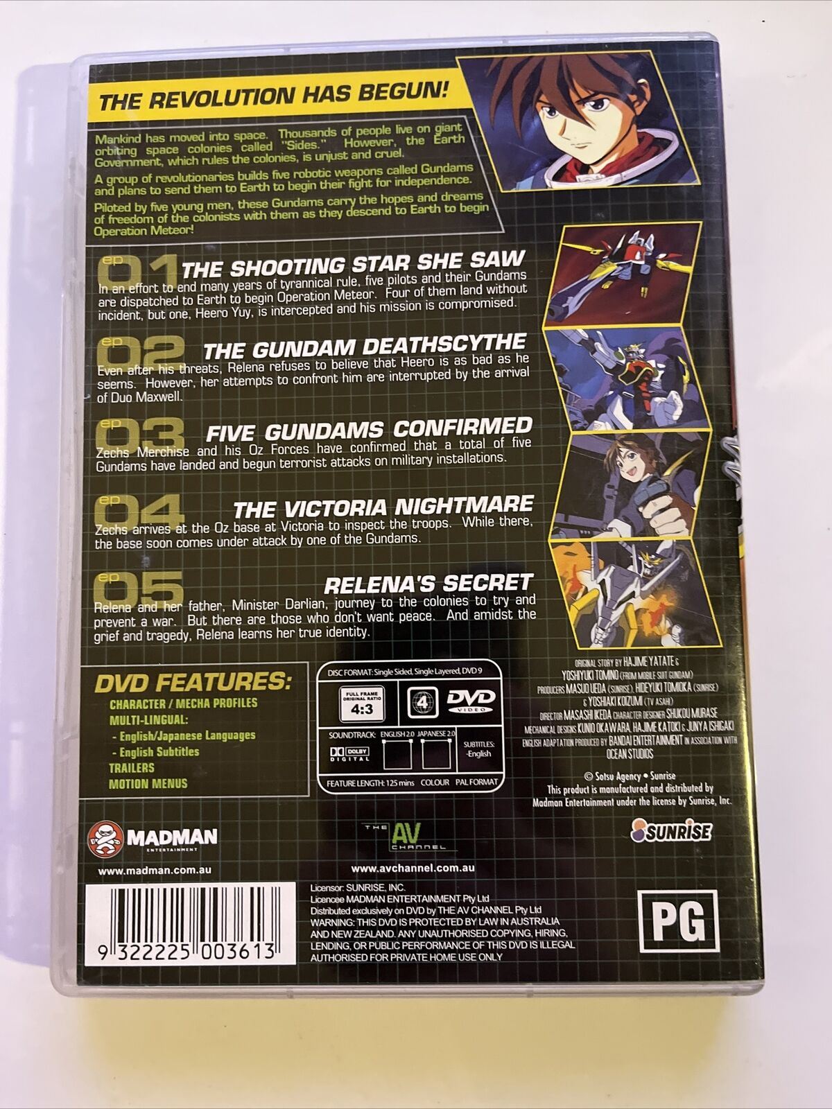 Mobile Suit Gundam Wing : Operation 1 (DVD, 1999) Anime Madman. Region 4