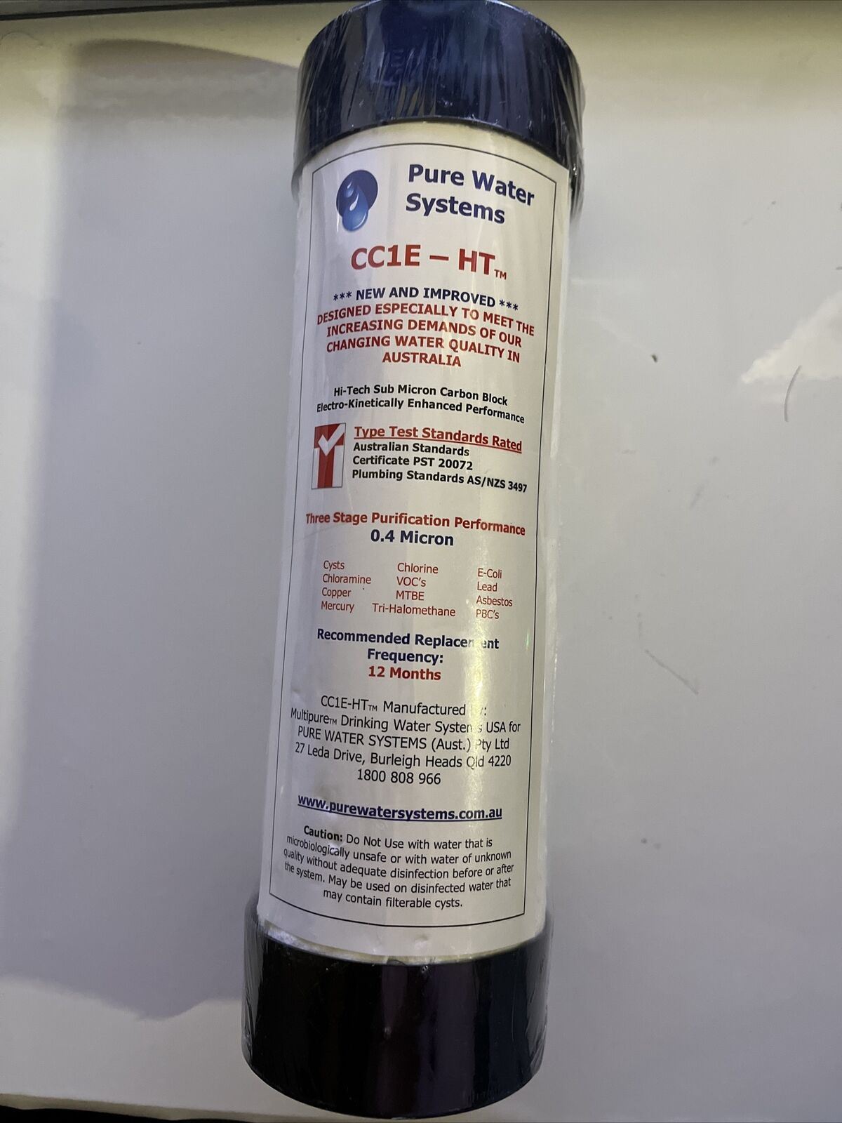 *New Sealed* Pure Water Systems CC1E-HT  Carbon Block 0.4 Micron Water Filter