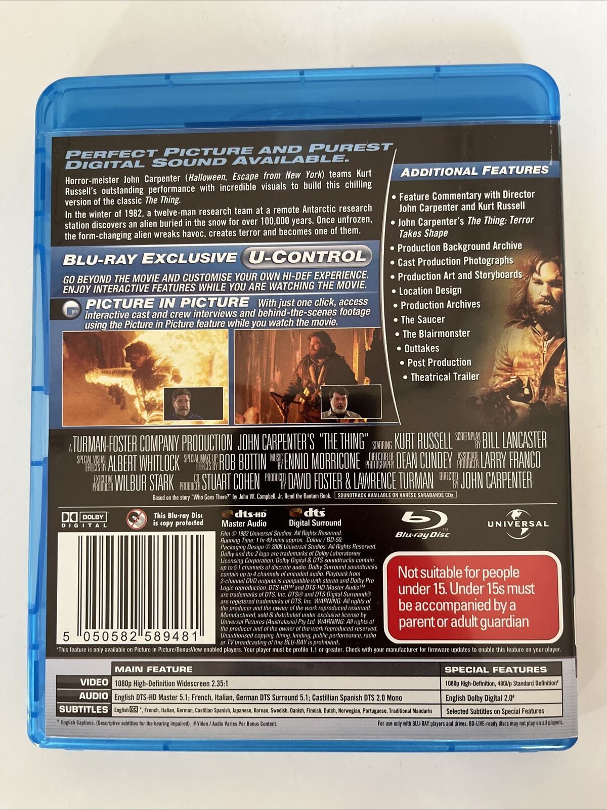 The Thing (Blu-ray, 1982) Kurt Russell, Wilford Brimley. Horror Film