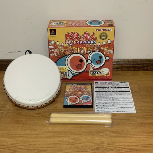 Taiko no Tatsujin Drum, Sticks & Game - Sony Playstation 2 PS2 Japan NTSC-J Set