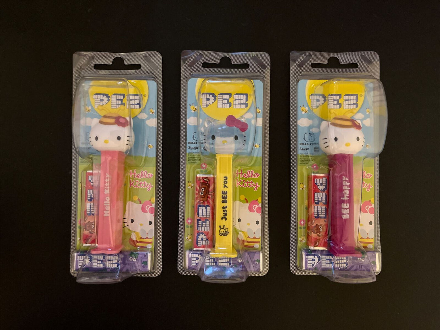 3x  Genuine Official Hello Kitty Pez Set - Hello Kitty, Just Bee You, Bee Happy