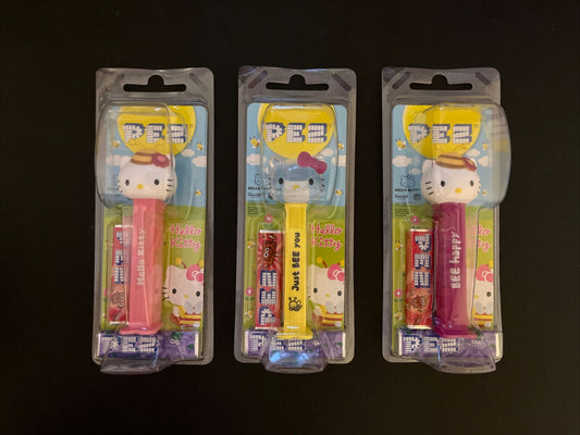 3x  Genuine Official Hello Kitty Pez Set - Hello Kitty, Just Bee You, Bee Happy