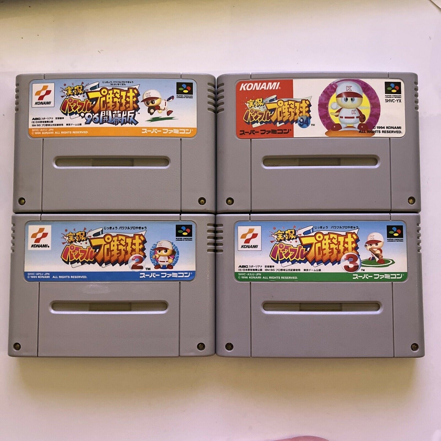 4x Jikkyou Powerful Pro Baseball 2,3,94,96 P- Super Famicom Nintendo SNES NTSC-J