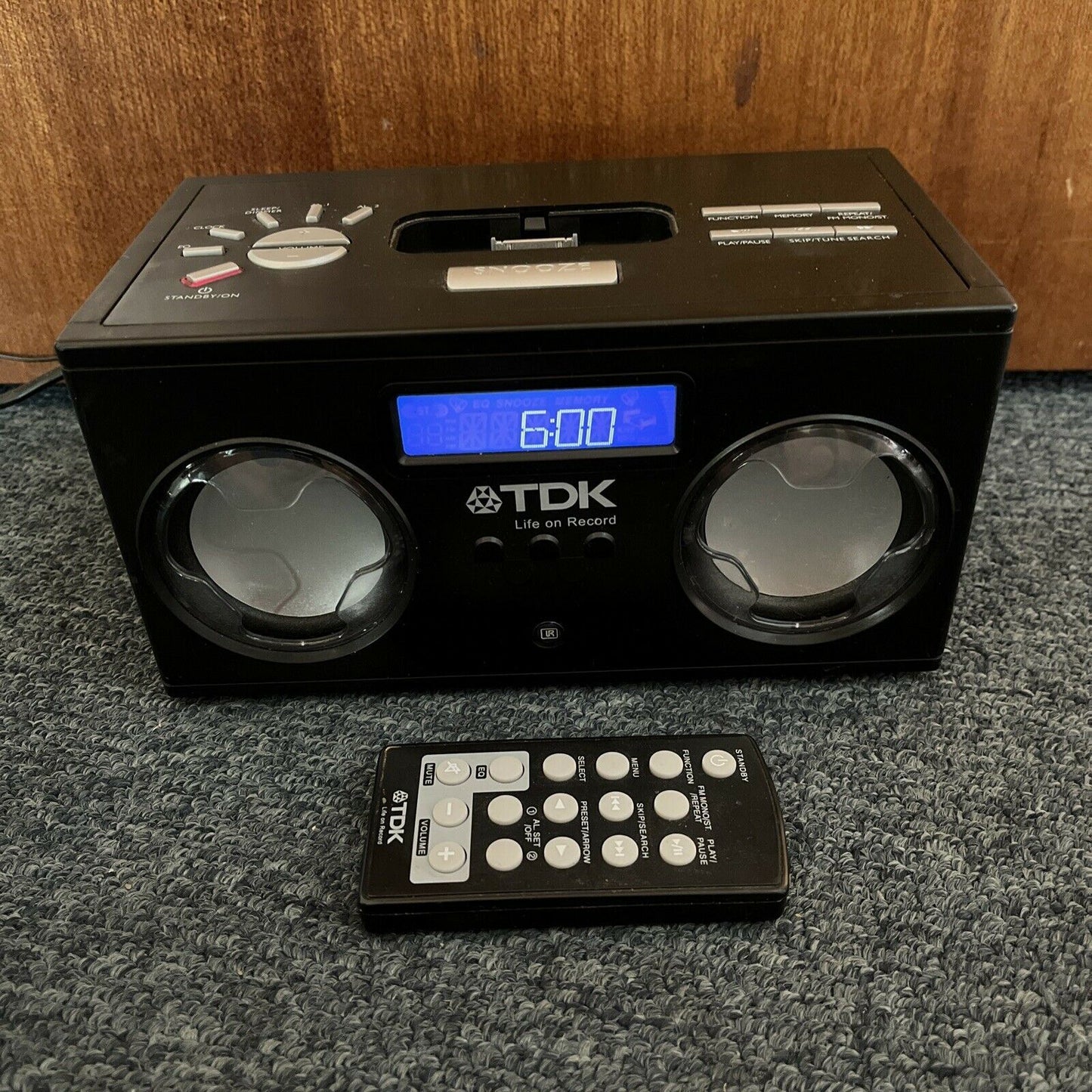 TDK Dual Alarm Clock Radio iPod Dock TA4211BK with Alarm Snooze & Remote Control