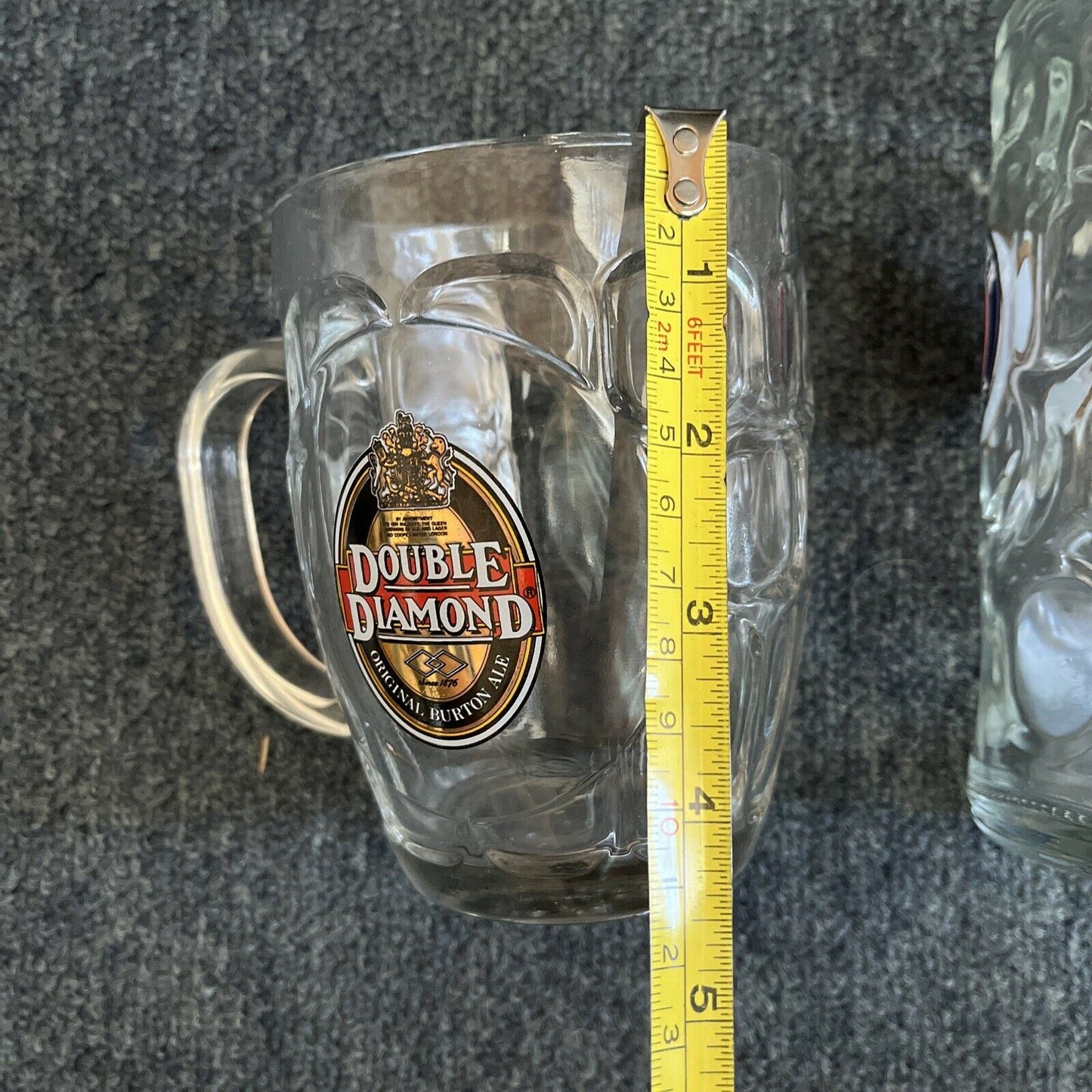 2x Paulaner Munchen 1L/ 2 Pint Glass Beer Mugs & Double Diamond Beer Mug 570 ml