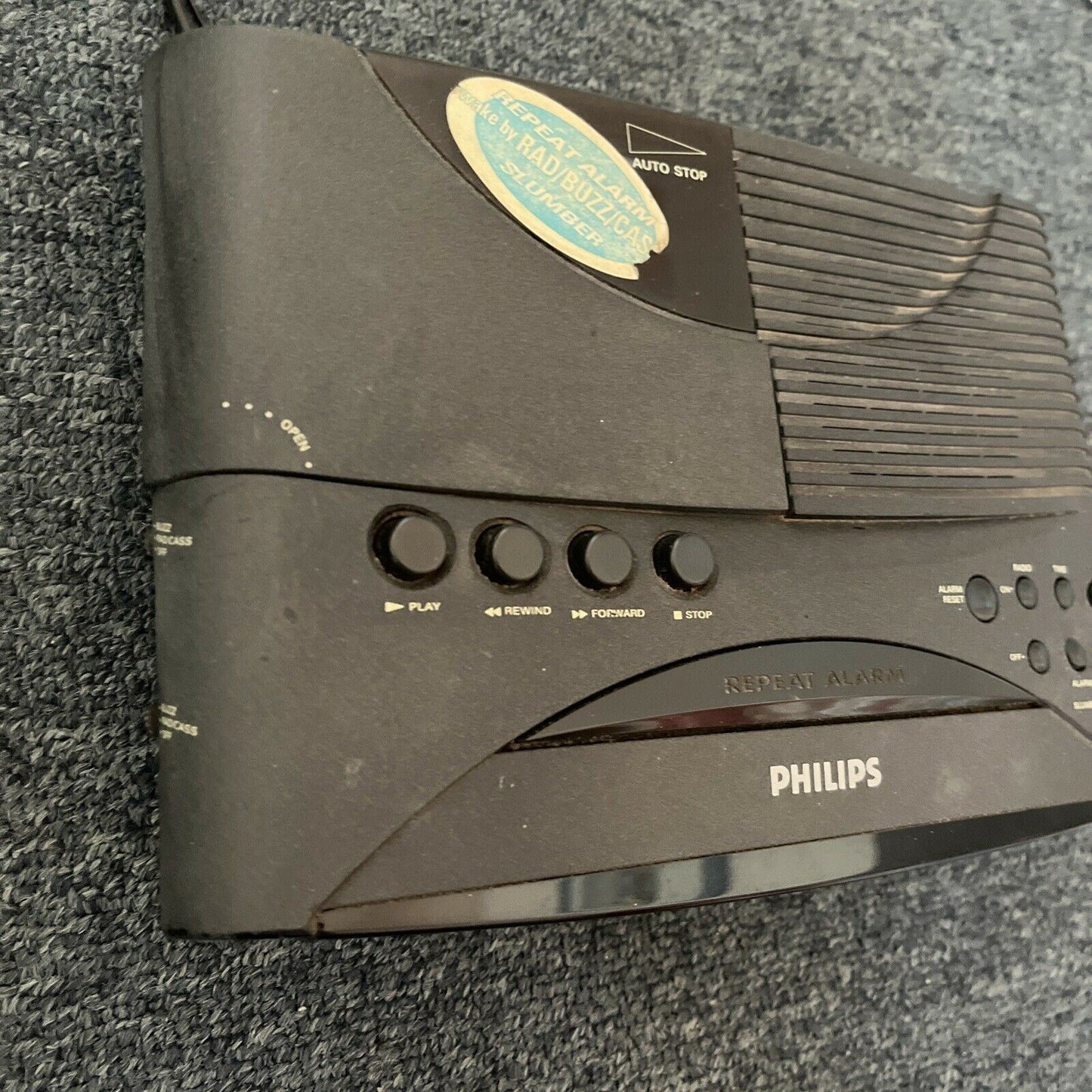 Vintage Philips AC 230 Cassette Alarm Clock AM/FM Radio *Cassette Not Working