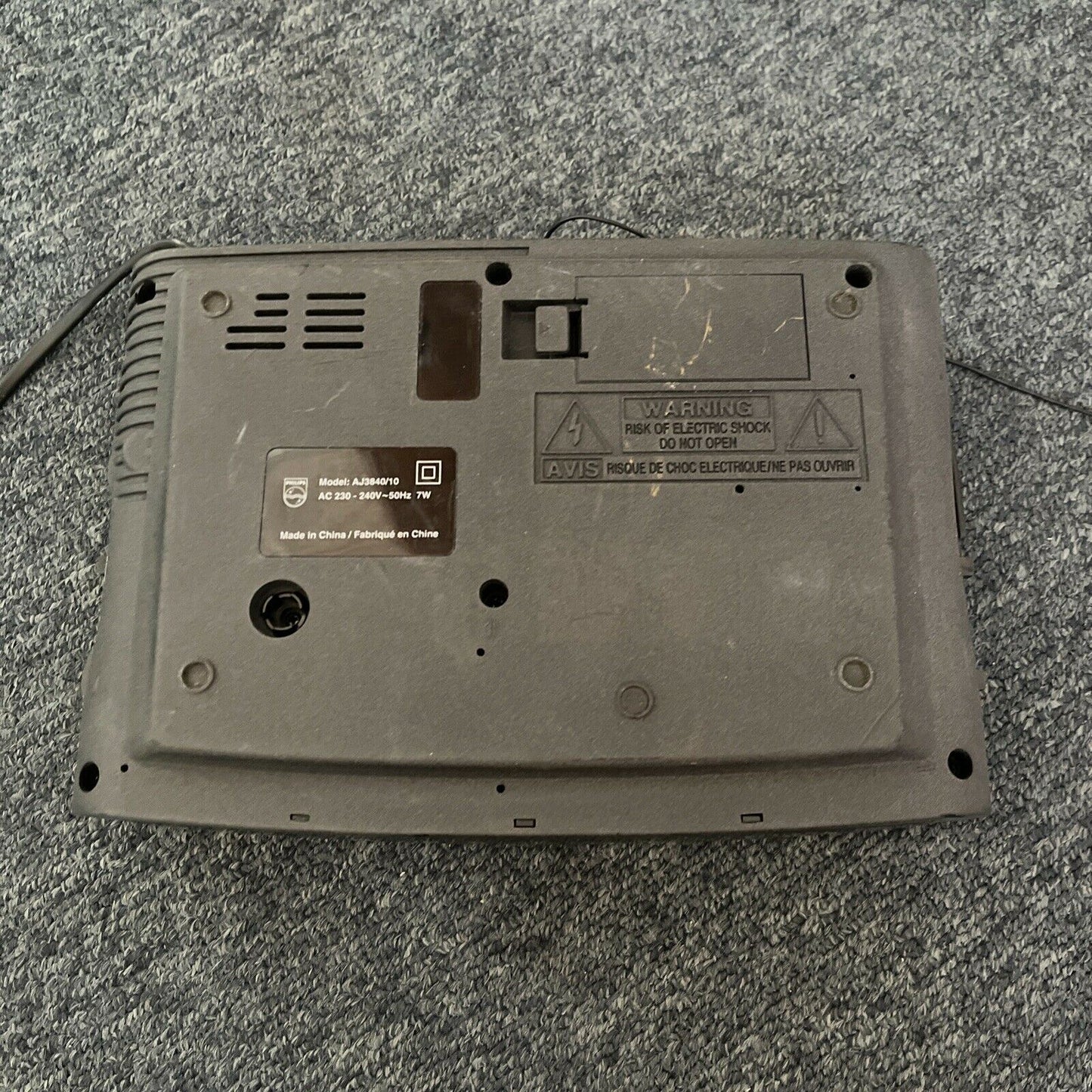 Vintage Philips AC 230 Cassette Alarm Clock AM/FM Radio *Cassette Not Working