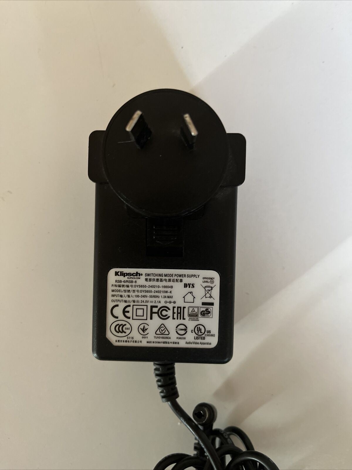 Genuine Klipsch Power Supply RSN-6/RSB-8 AC Adapter DYS650-240210W-K 24V 2.1A