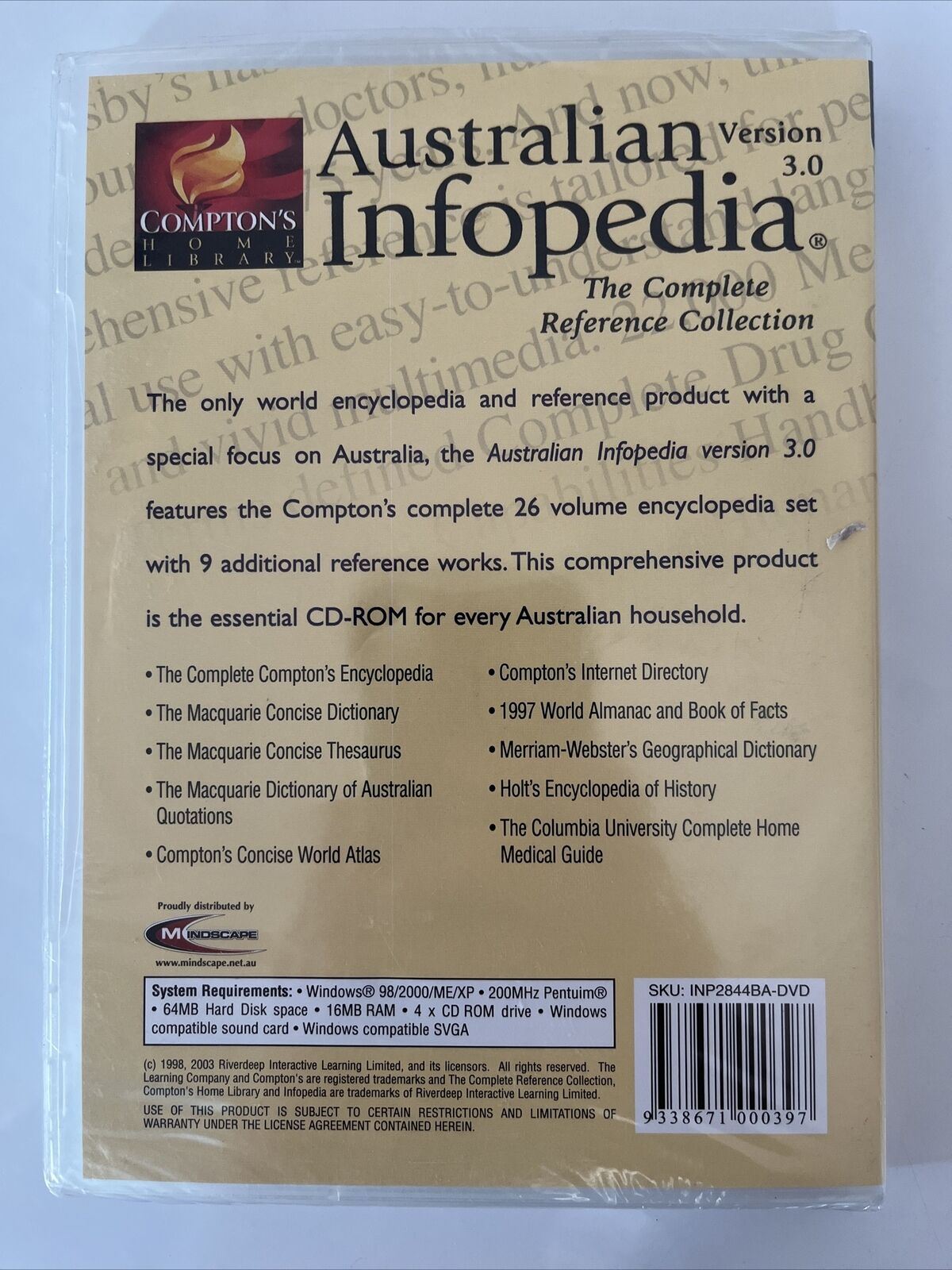 Australian Infopedia Ver 3.0 Compton's Complete Reference Collection PC Windows