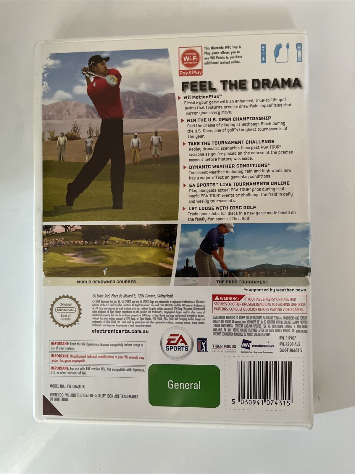 Tiger Woods PGA Tour 10 - Nintendo Wii PAL Golf Game with Manual