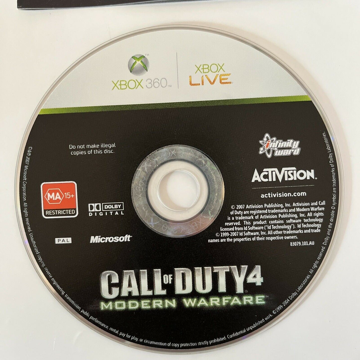 Call of Duty 4: Modern Warfare - Microsoft XBOX 360 PAL Game with Manual