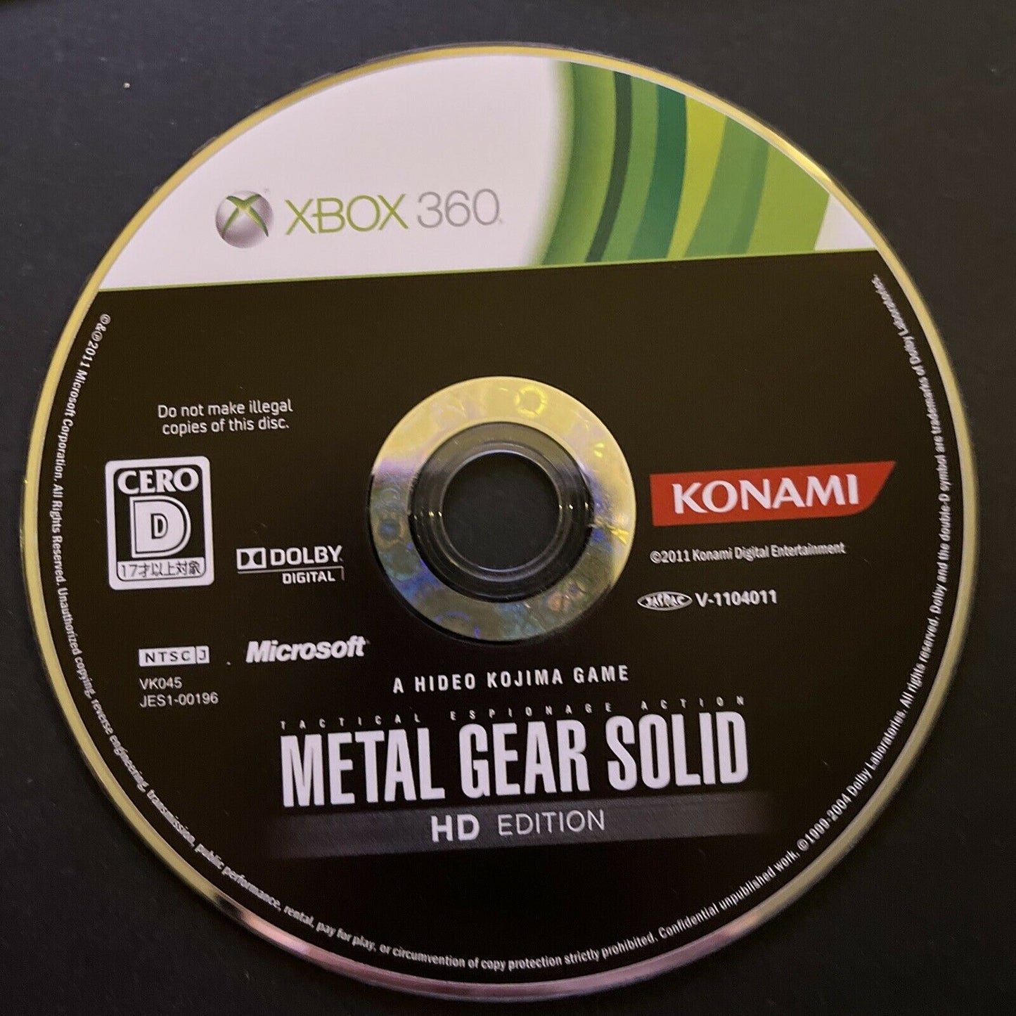 Metal Gear Solid HD Edition - Microsoft XBOX 360 NTSC-J JAPAN Game with Manual