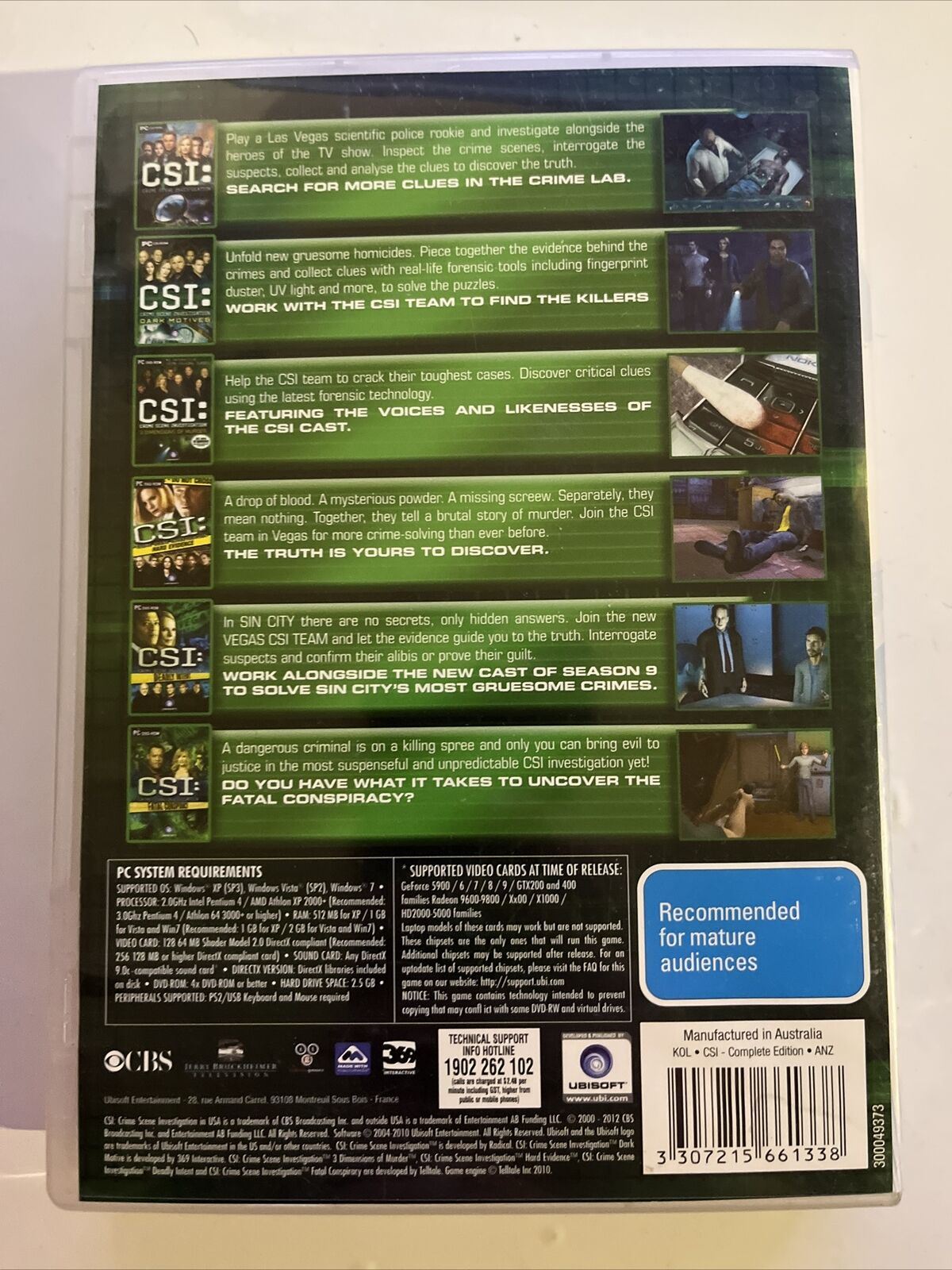 CSI: Crime Scene Investigation - Complete Edition includes 6 CSI games - PC