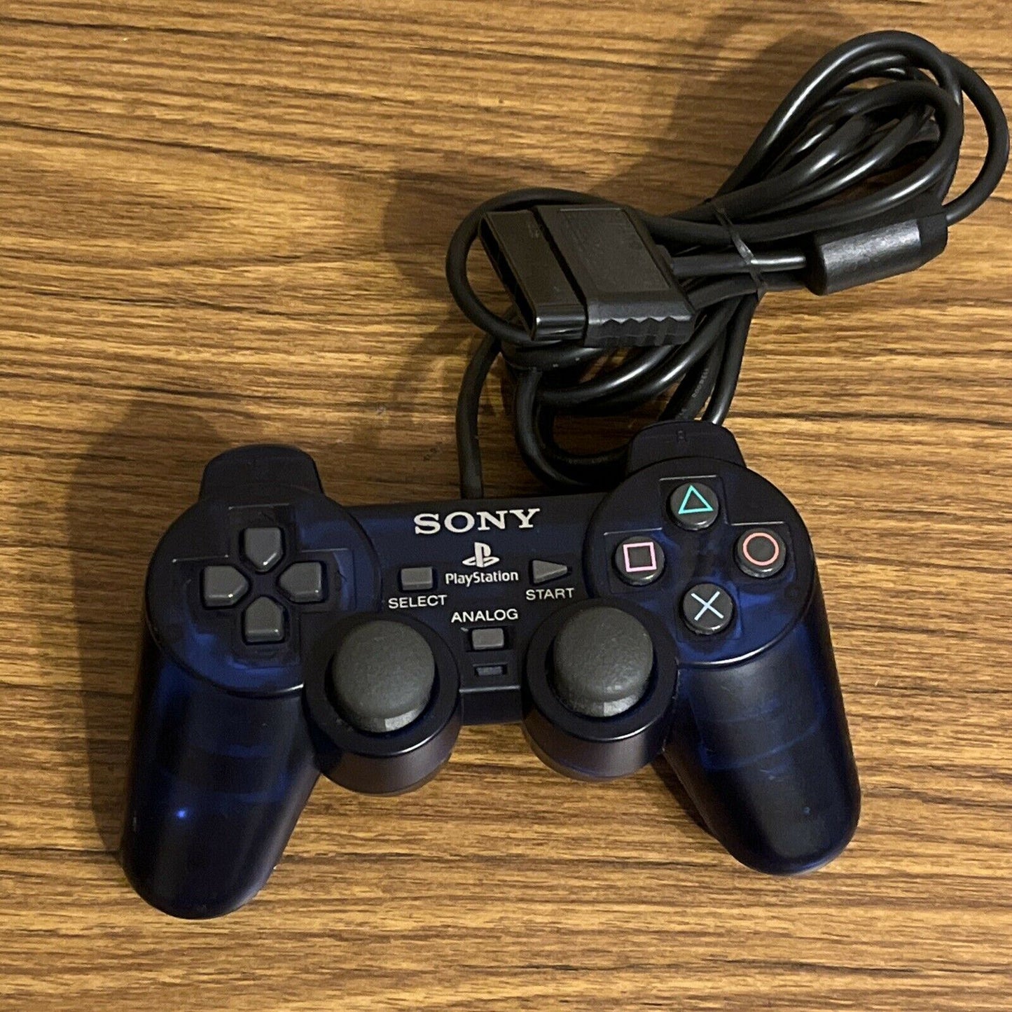 Official Sony Playstation PS2 Transparent Dark Blue Controller 100% Genuine