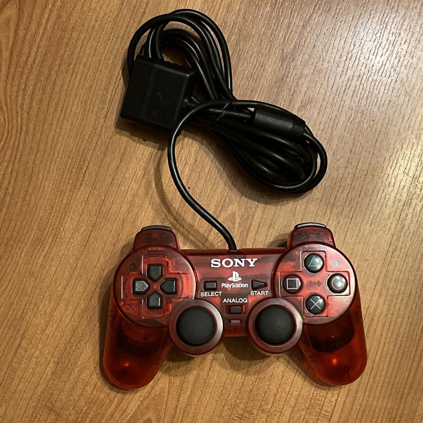 Official Sony Playstation DualShock 2 PS2 Controller Transparent Red Genuine