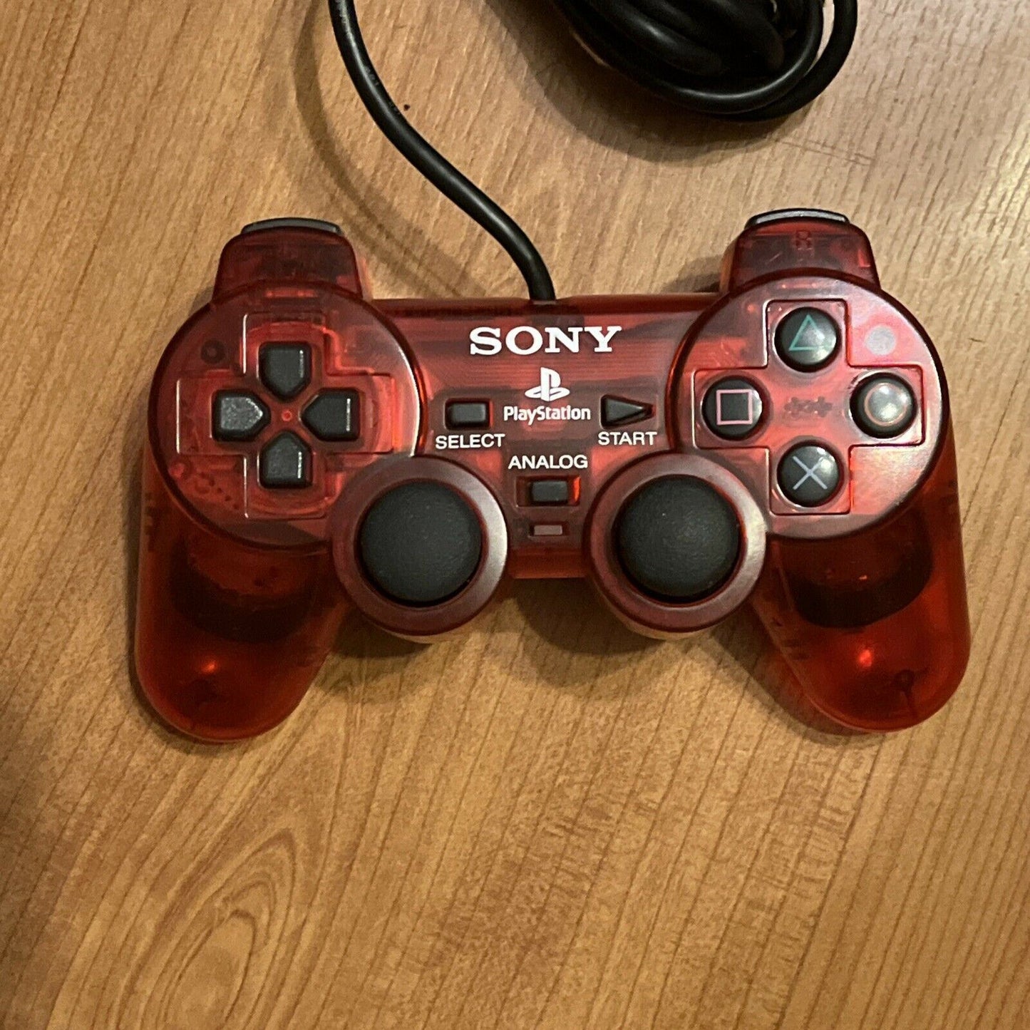 Official Sony Playstation DualShock 2 PS2 Controller Transparent Red Genuine