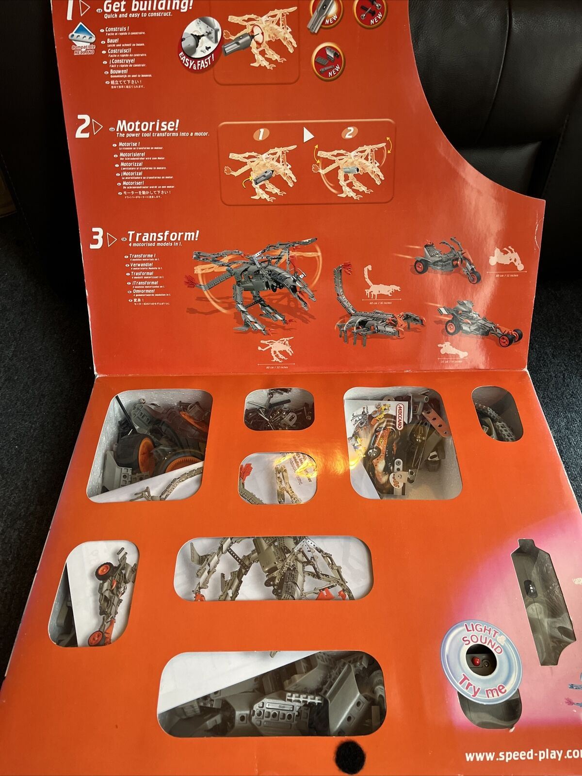 Meccano 9902 Speed Play 4 Models with light & sound Pterodactyl with Power Tool