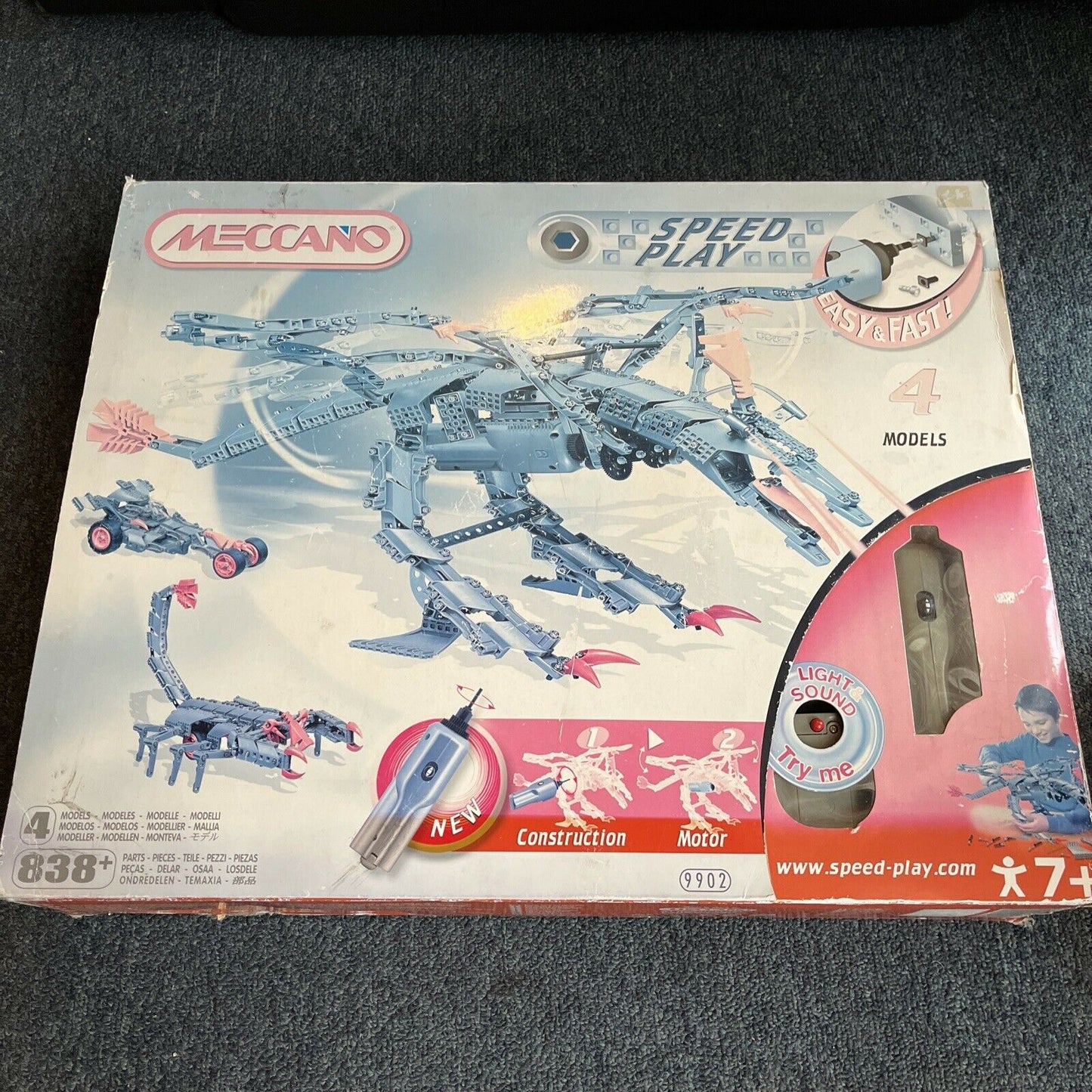 Meccano 9902 Speed Play 4 Models with light & sound Pterodactyl with Power Tool