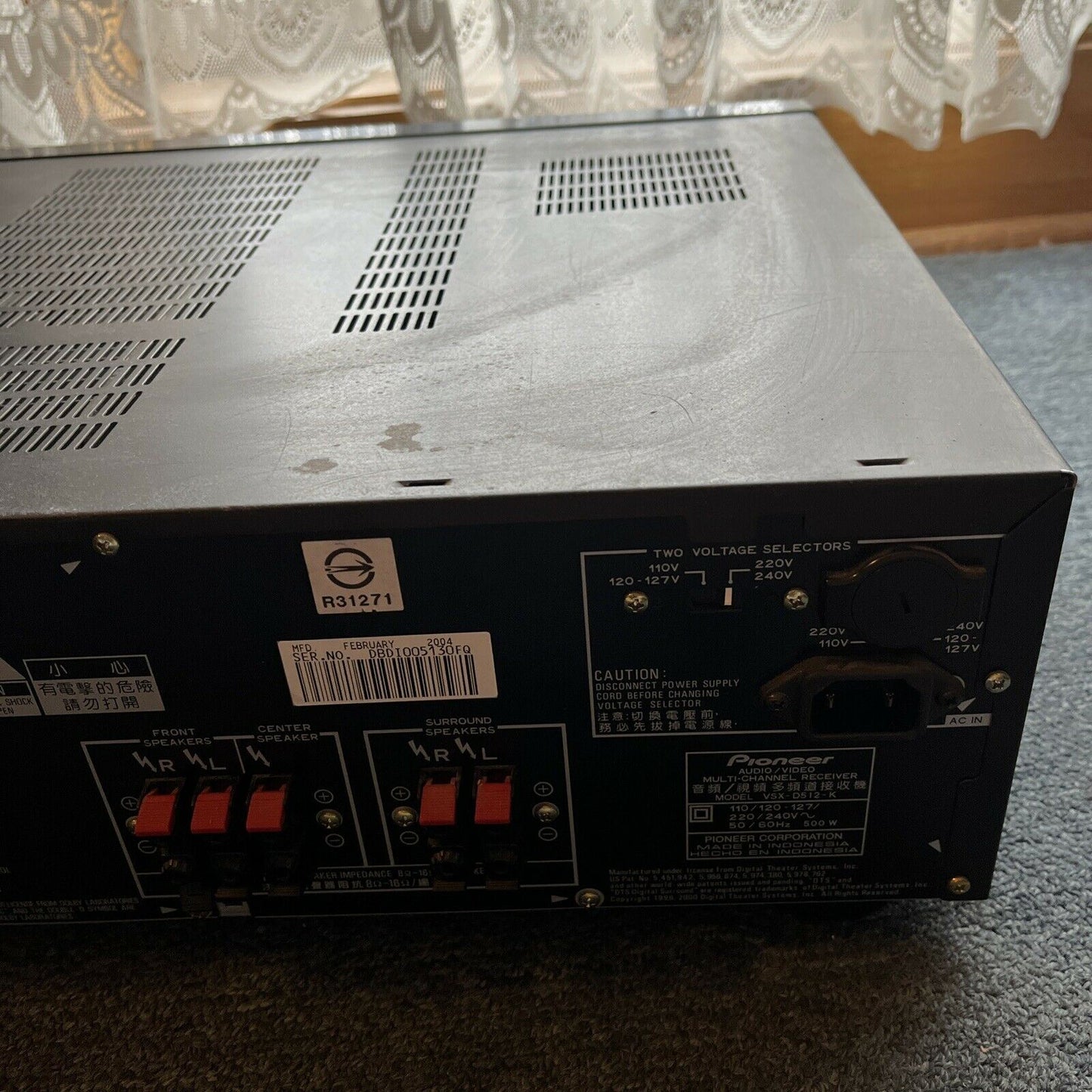 Pioneer Audio/Video Multi-Channel Receiver VSX-D512 (NO Remote)