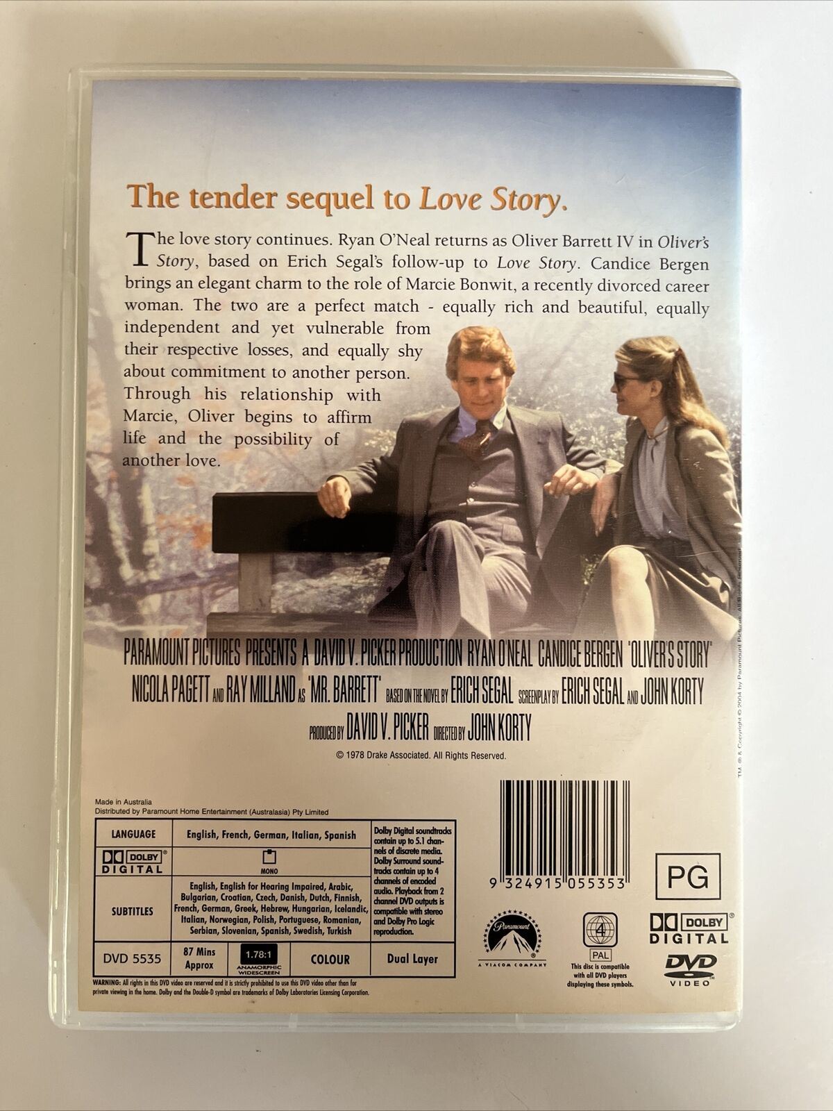 Oliver's Story (DVD, 1978) Ryan O'Neal, Candice Bergen. Romance Film. Region 4
