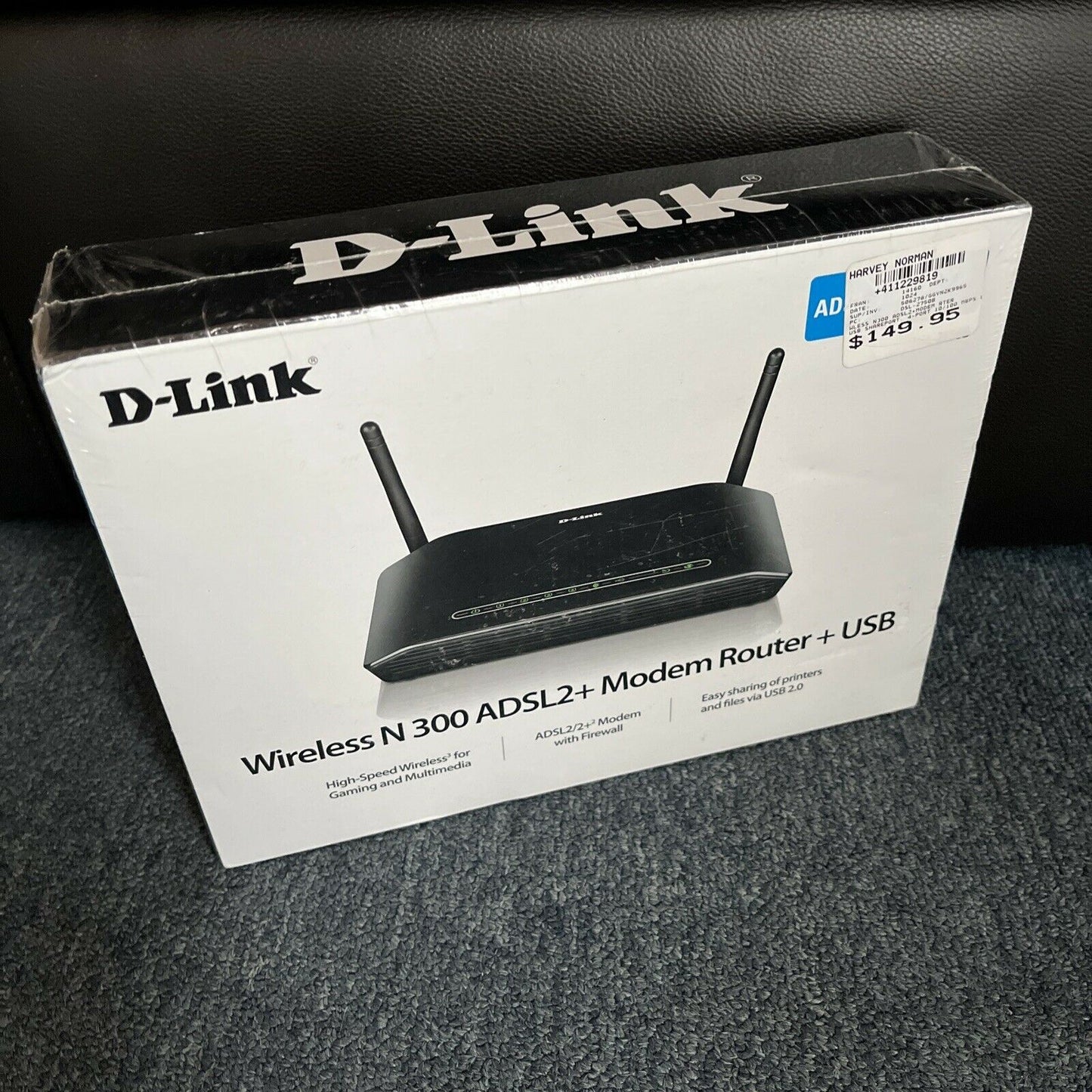D-Link Wireless N 300 ADSL2+ Modem Router + USB *New Sealed*