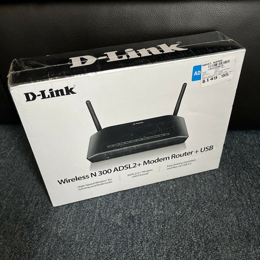 D-Link Wireless N 300 ADSL2+ Modem Router + USB *New Sealed*