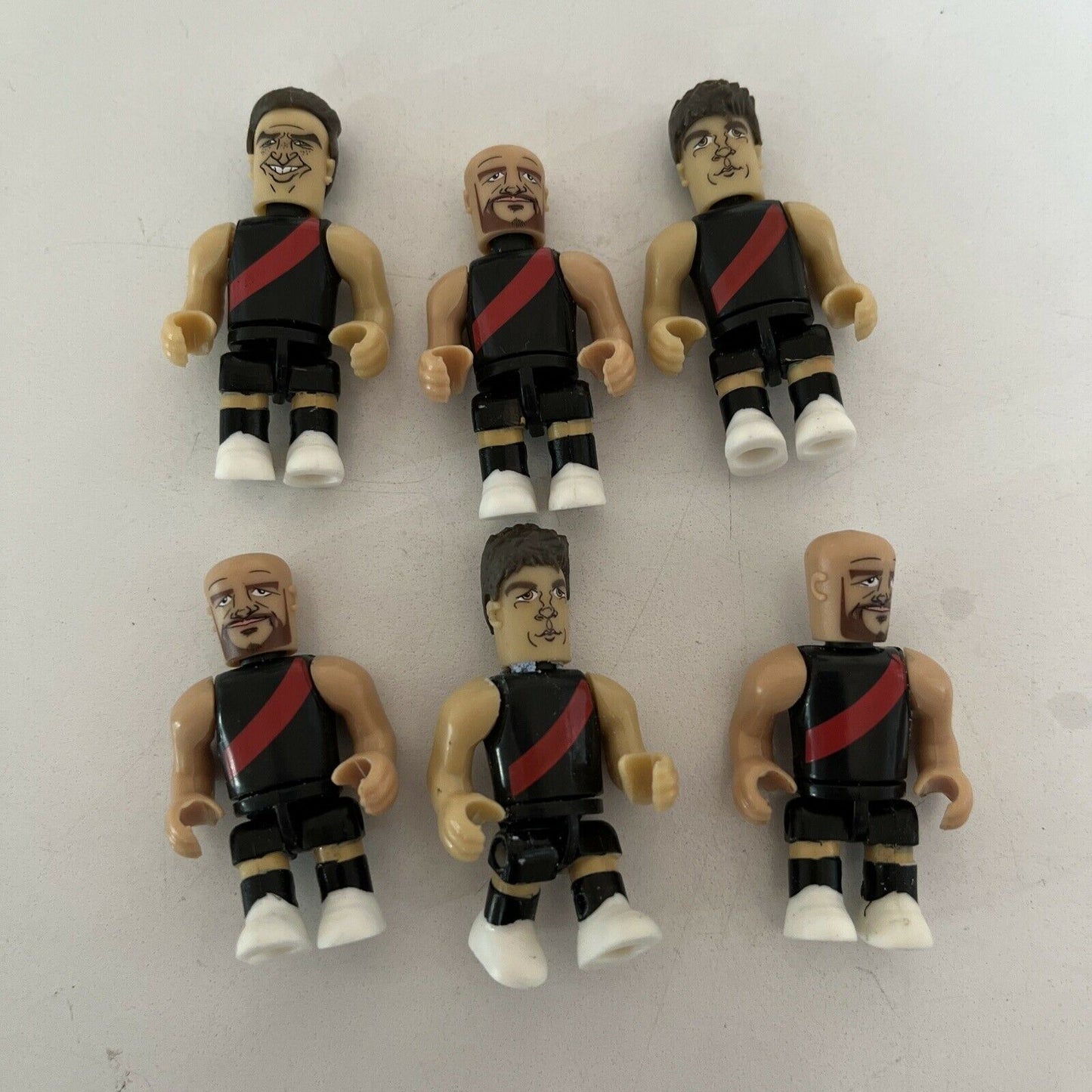 6x AFL Micro-figures Essendon Bombers - Goddard, Chapman, Carlisle