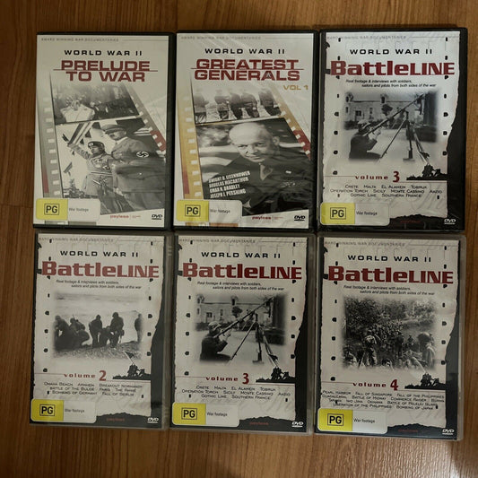 6x World War II Documentary - Prelude to War, Greatest Generals, Battleline DVD