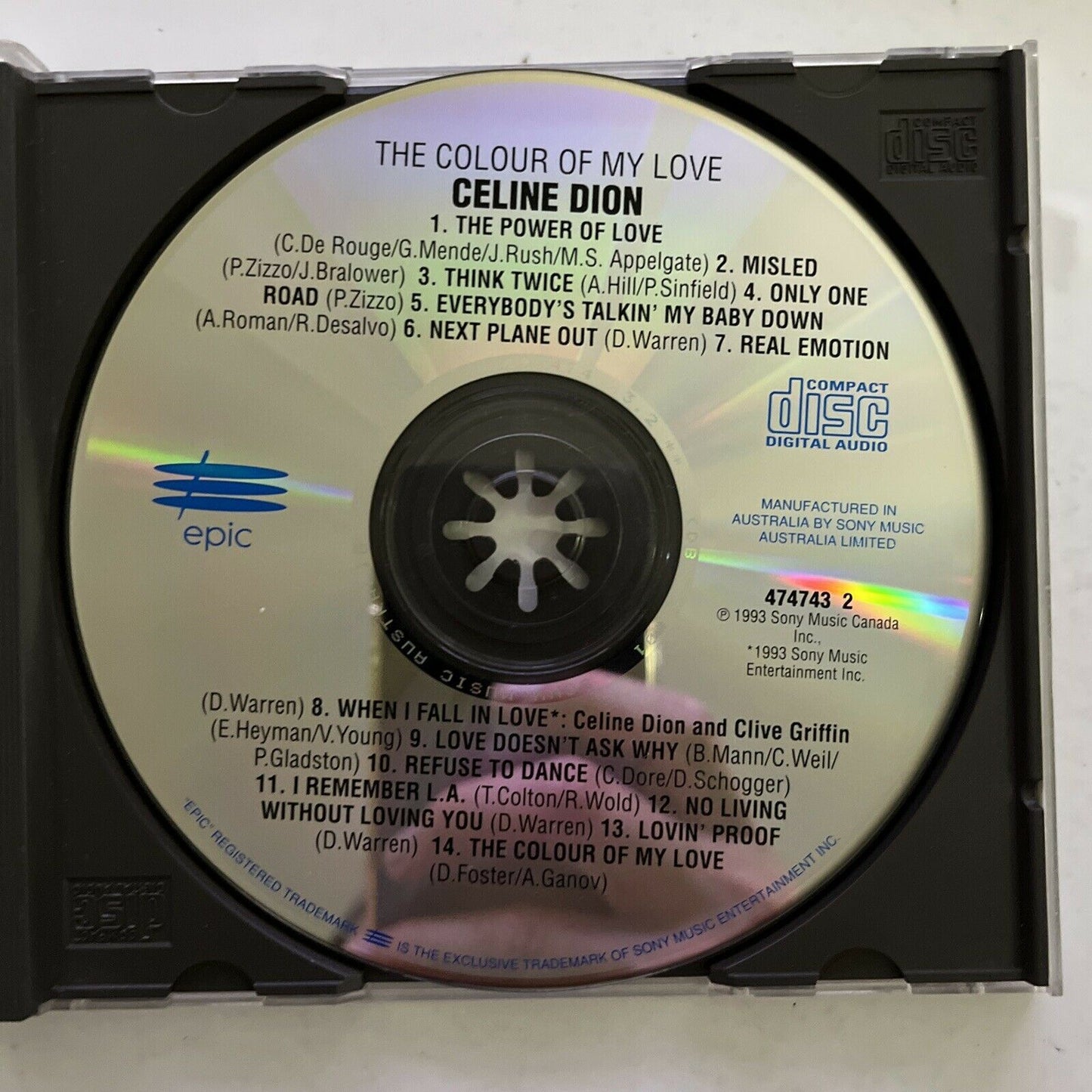 Celine Dion - The Colour of My Love (CD, 1993, Sony) Album