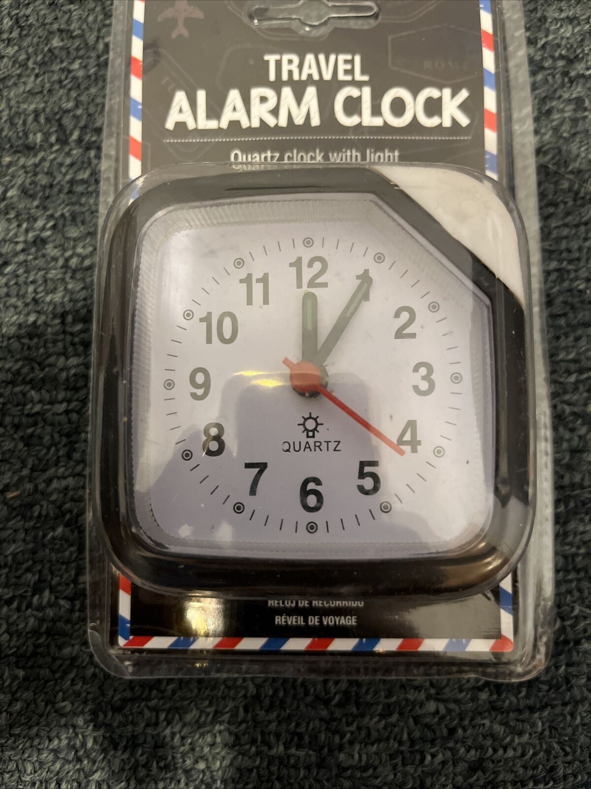 Travel Alarm Clock with Light Analog