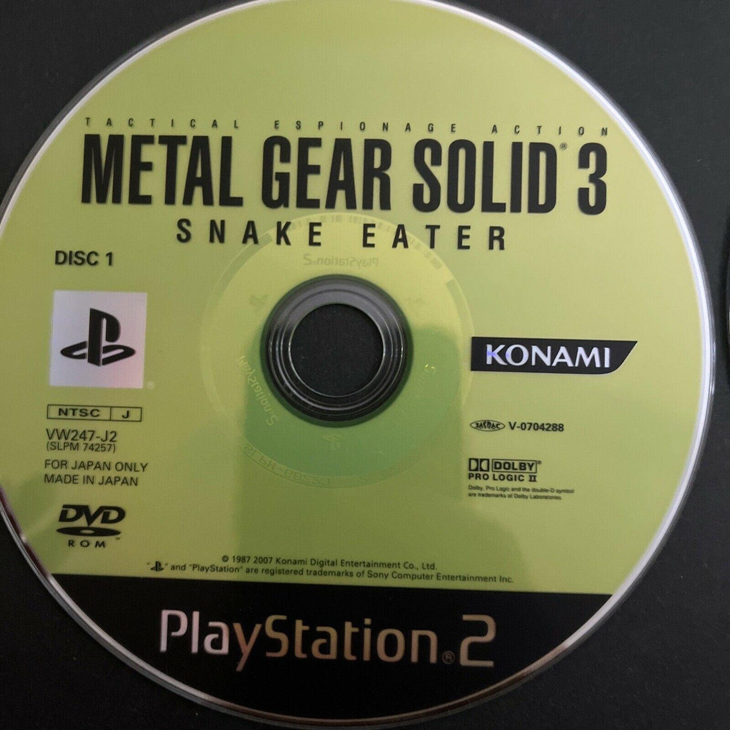 Metal Gear Solid 3 Snake Eater - PlayStation PS2 NTSC-J JAPAN Konami 2007 Game