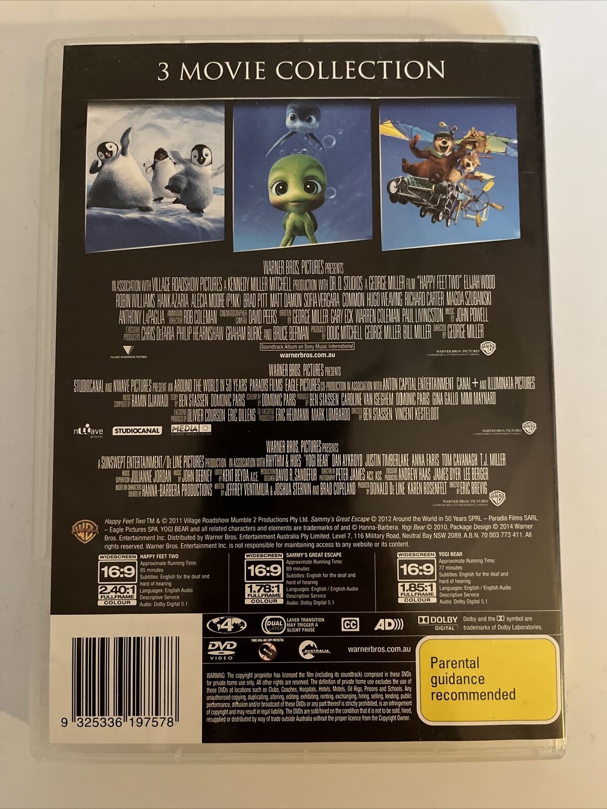 Happy Feet Two / Sammy's Great Escape / Yogi Bear (DVD, 2010) Region 4