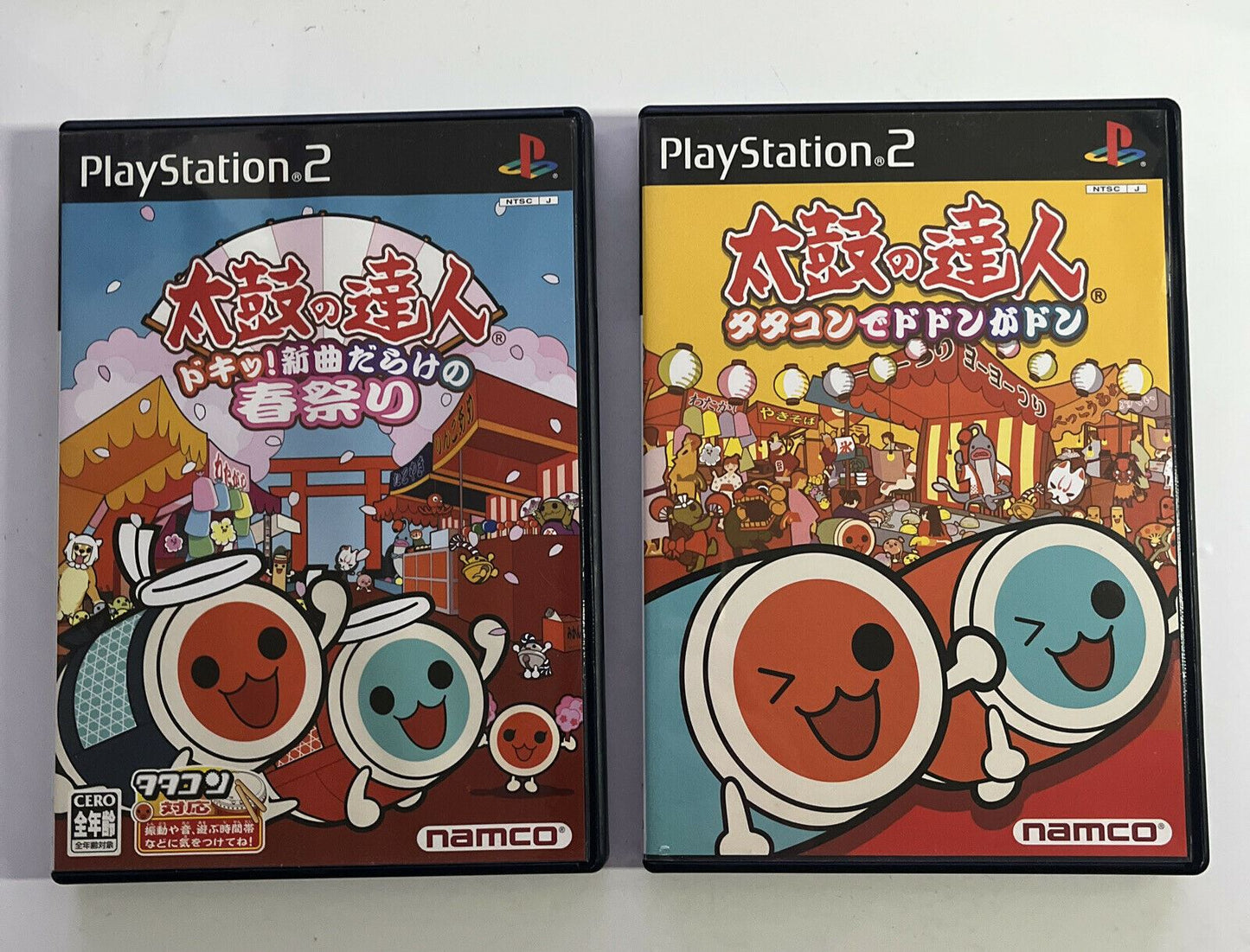 2x Taiko no Tatsujin SET! Sony PlayStation 2 PS2 NTSC-J JAPAN Konami Drum Game