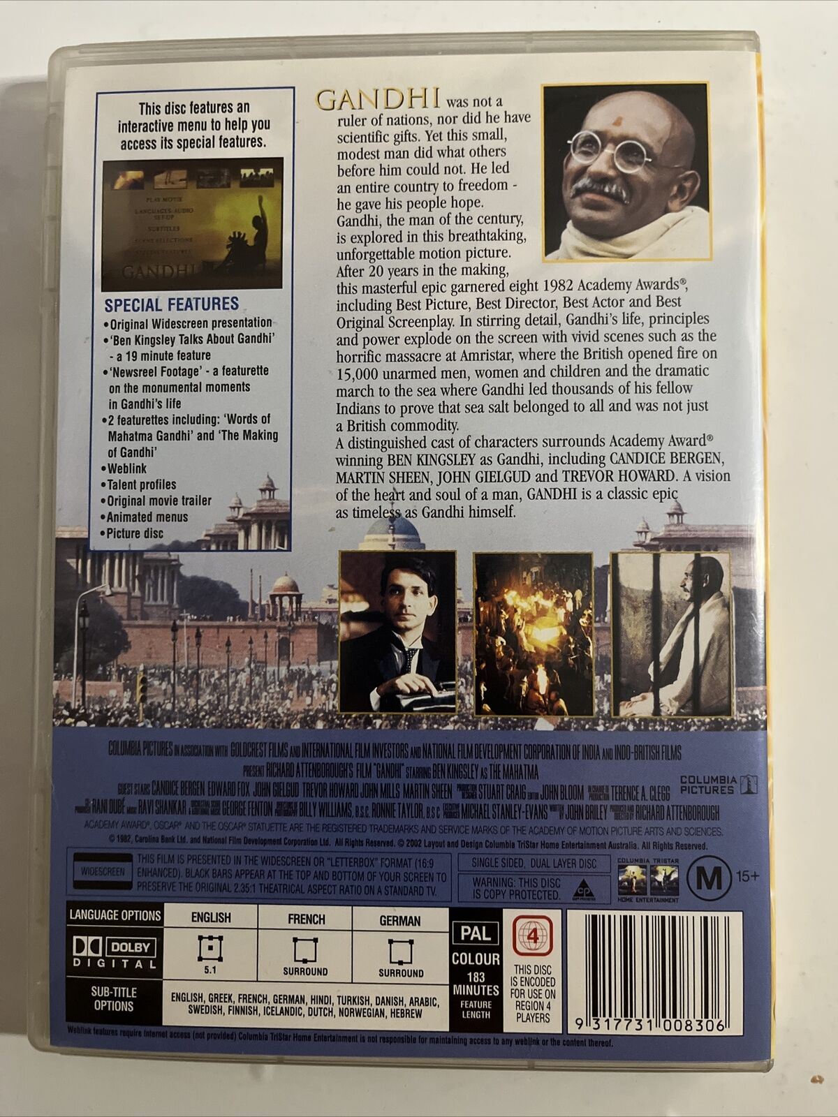 Gandhi (DVD, 1982) Ben Kingsley, Rohini Hattangadi, Roshan Seth. Region 4