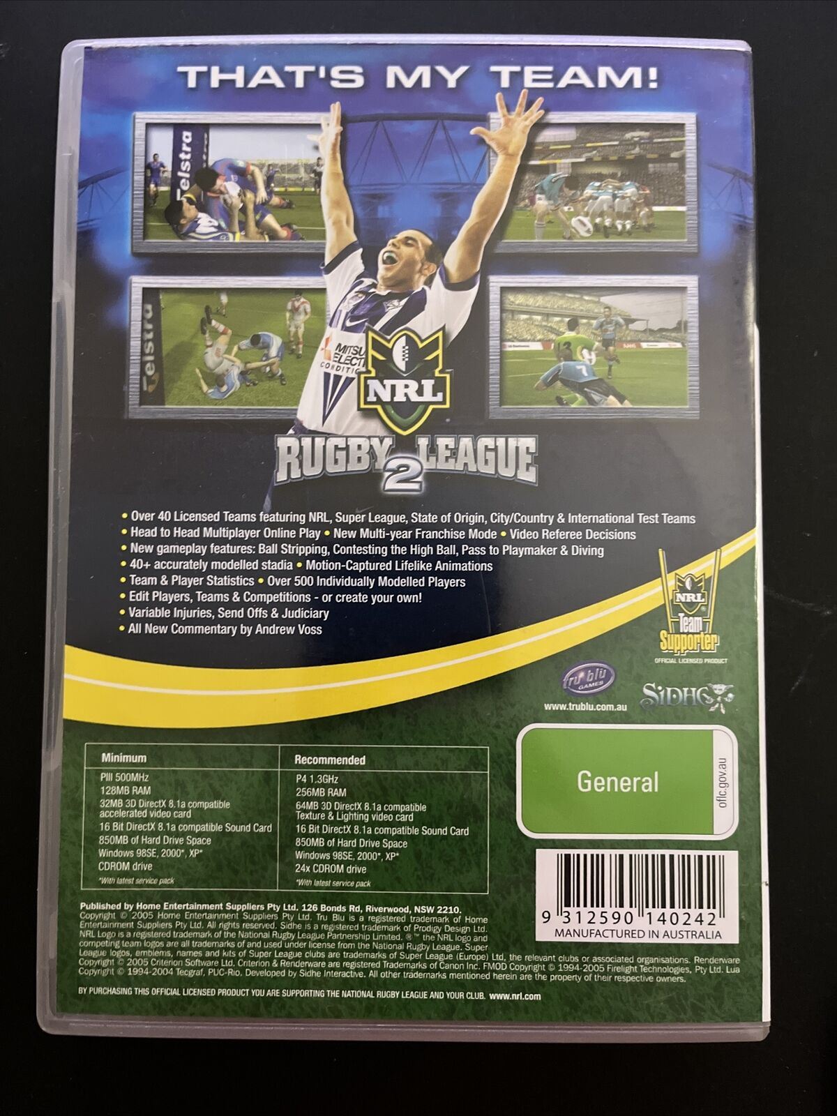 NRL Rugby League 2 - PC CD-Rom Windows Game