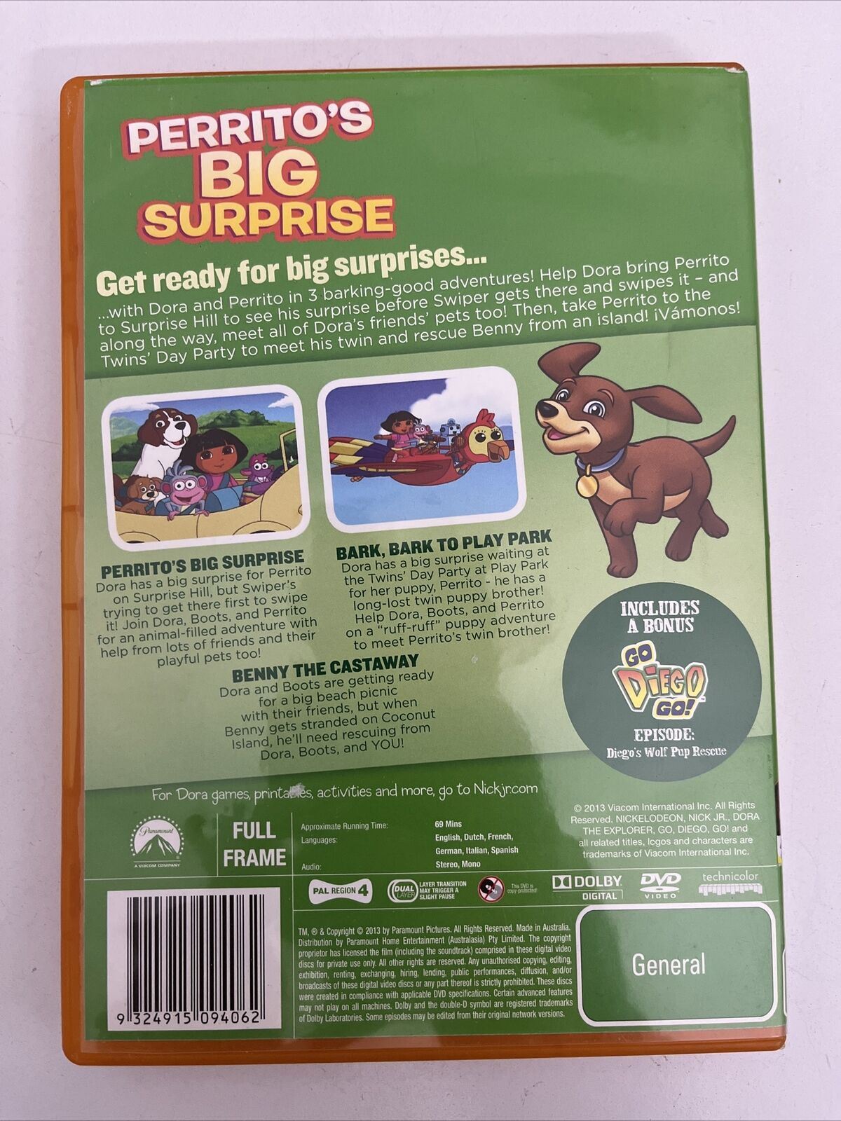 Dora The Explorer - Perrito's Big Surprise (DVD, 2013) Region 4