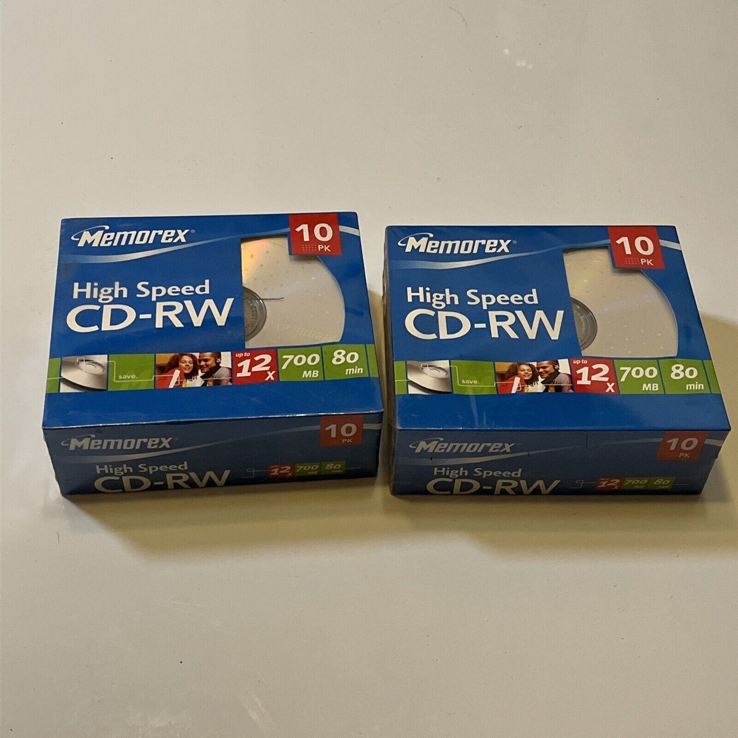 2x Memorex High Speed Blank CD-RW 10pk 12x 700MB 80 Min