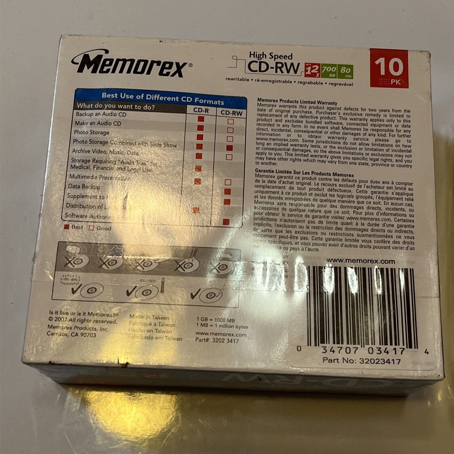 2x Memorex High Speed Blank CD-RW 10pk 12x 700MB 80 Min